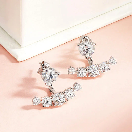 4.6CTTW Full Moissanite Stud Earrings for Women Sparkly Simulated Diamond S925 Sterling Silver Ear Jewelry Christmas Gift