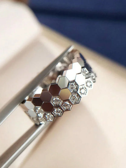 925 Sterling Silver Personality Simple Delicate Honeycomb Ring For Women Engagement Wedding Luxury High Quality Fine Jewelry