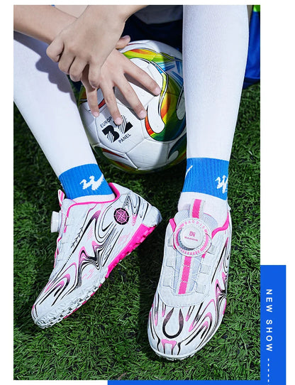 Kids Soccer Cleats Boys Girls Professional Football Shoes FG/TF Grass Training Non-Slip Athletic Sneakers Breathable Comfortable