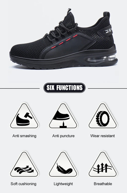 Men's Summer Mesh Safety Shoes Steel Toe Anti- Crush Breathable Lightweight Work Shoes Knitted Upper Kevlar Insertion Proof
