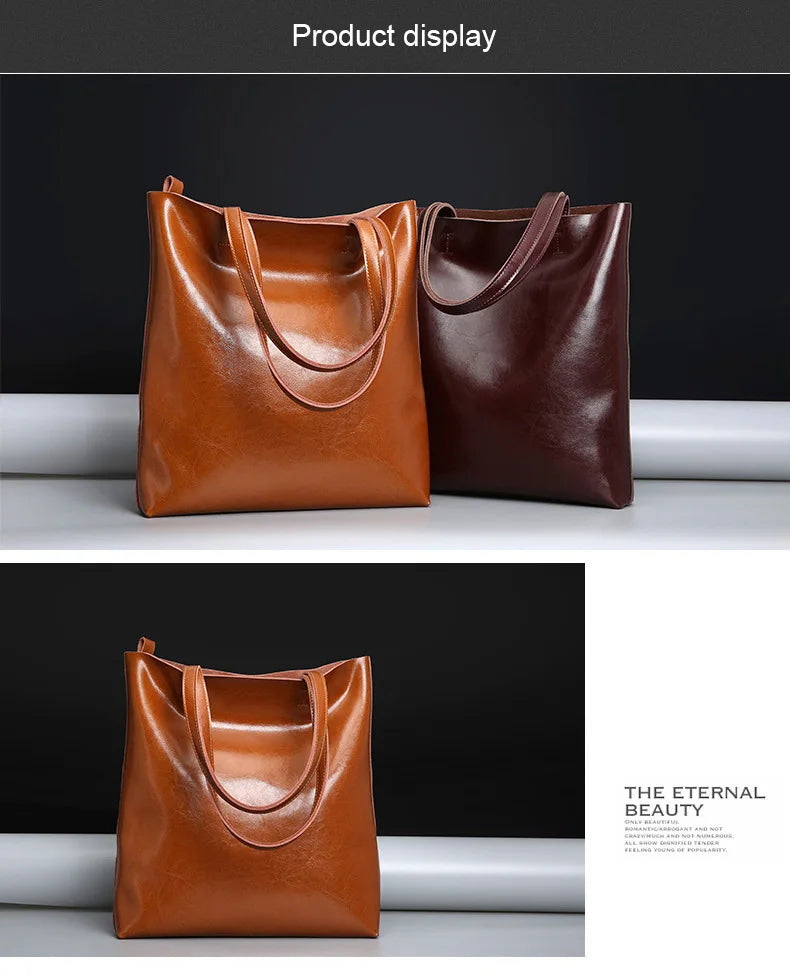Women Genuine Leather Shoulder Bags Retro Fashion Designer Bag Large Capacity Female Versatile Tote Bag Portable Phone Bag Girl