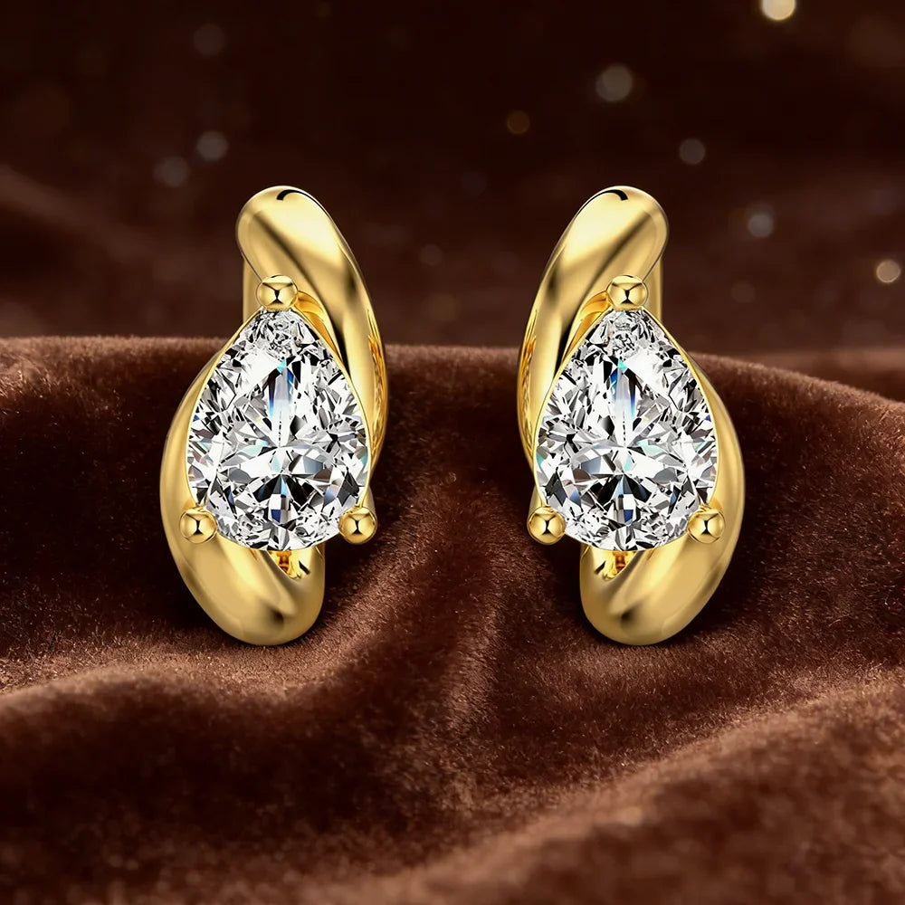 1.6cttw Waterdrop Moissanite Huggies Hoop Earrings with Certificates 925 Sterling Silver Pear Cut Diamond Earring for Women Men