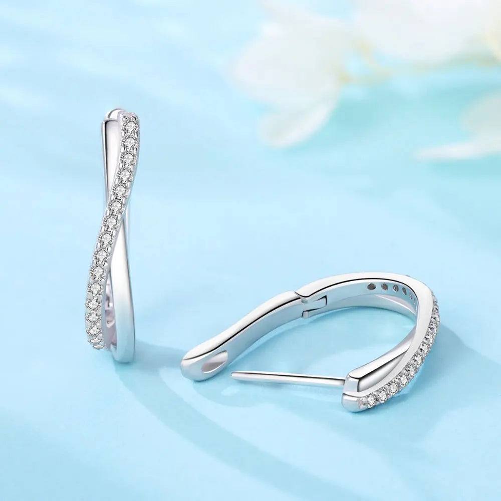 Moissanite Hoop Earrings For Women GRA Certified 1.5mm Diamond Versatile Jewelry s925 Sterling Silver Twisted Earring