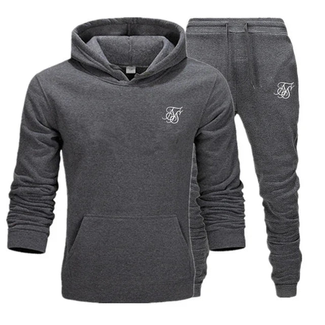 sik silk Men Brand New Sets Fashion Autumn Spring Sporting Suit Sweatshirt Sweatpants Mens Clothing 2 Pieces Sets Slim Tracksuit