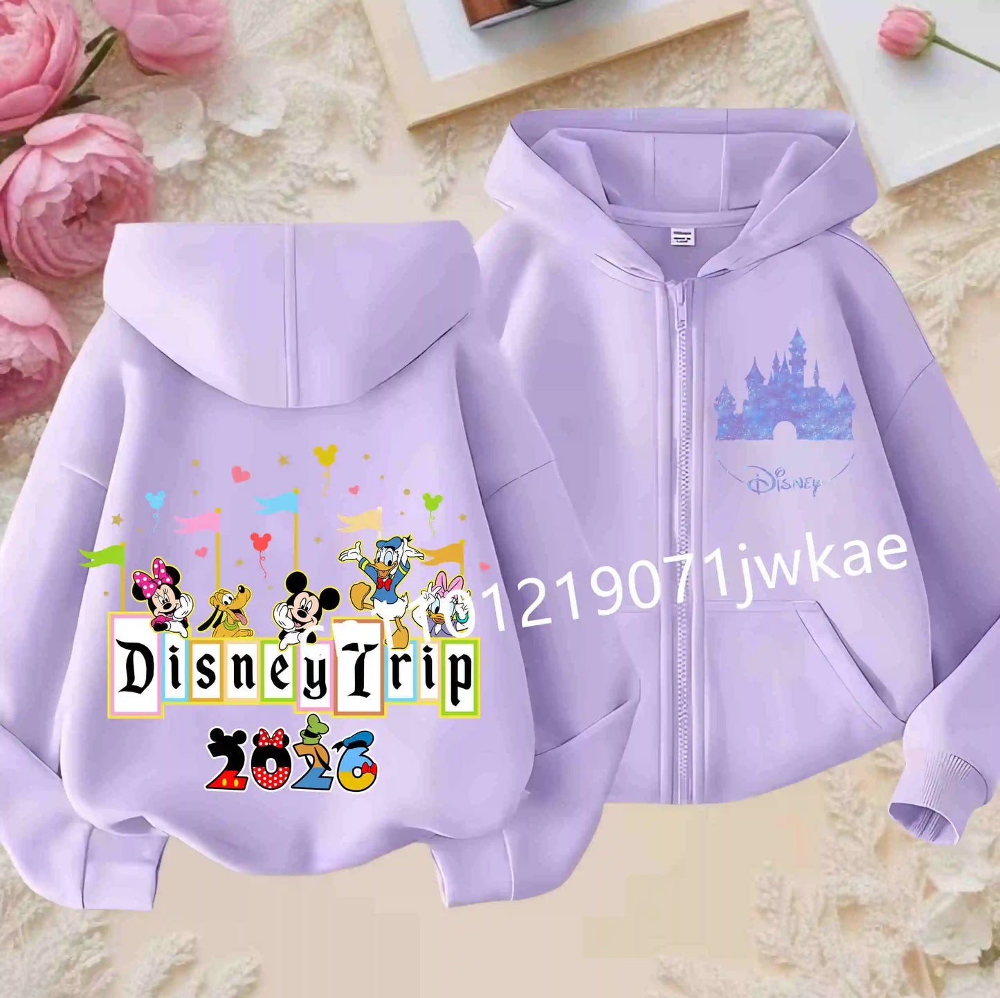 Boys and Girls Clothing Castle Pattern Kids Hoodie Jacket for Children 2026 Fashion Minnie Mickey Castle Zipper Hoodie Closure