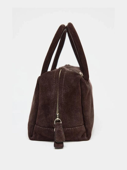 Ladies' single-shoulder bag, suede hand-held crossbody zipper bowling bag, Boston Korean wave women's bag