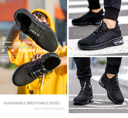Men Air Cushion Safety Shoes Indestructible Work Shoes Sneakers Steel Toe Anti-smash Industrial Shoe Puncture-Proof footwear