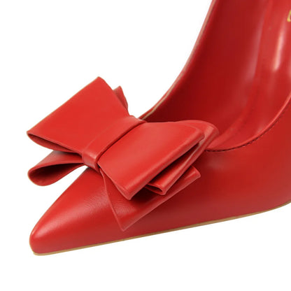 Female New Elegant 10.5cm High Heels Pumps Lady Sky Blue Butterfly Knot Design Princess Shoes Women Glam Pointed Toe Shoes