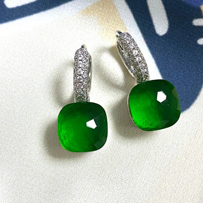 Classic Candy Color Earrings Inlay Transparent Zircon 27Colors Crystal Earrings Platinum Plated Fashion Jewelry For Women