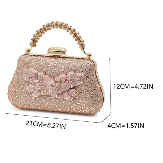 New Arrival Nigerian Women Heel Party Shoes and Bag Set Rhinestone Handbag Italian Design Luxury Wedding Shoes for Bride