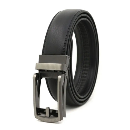 Men's Click Belt Automatic Buckle 110cm 120cm 130cm Comfort Leather Ratchet Dress with Slide Buckle Adjustable Trim