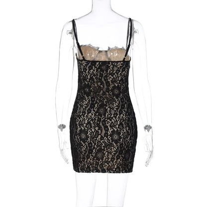 Summer Women Lace Strap Mini Dress Bodycon Sexy Streetwear Party Club Outfits