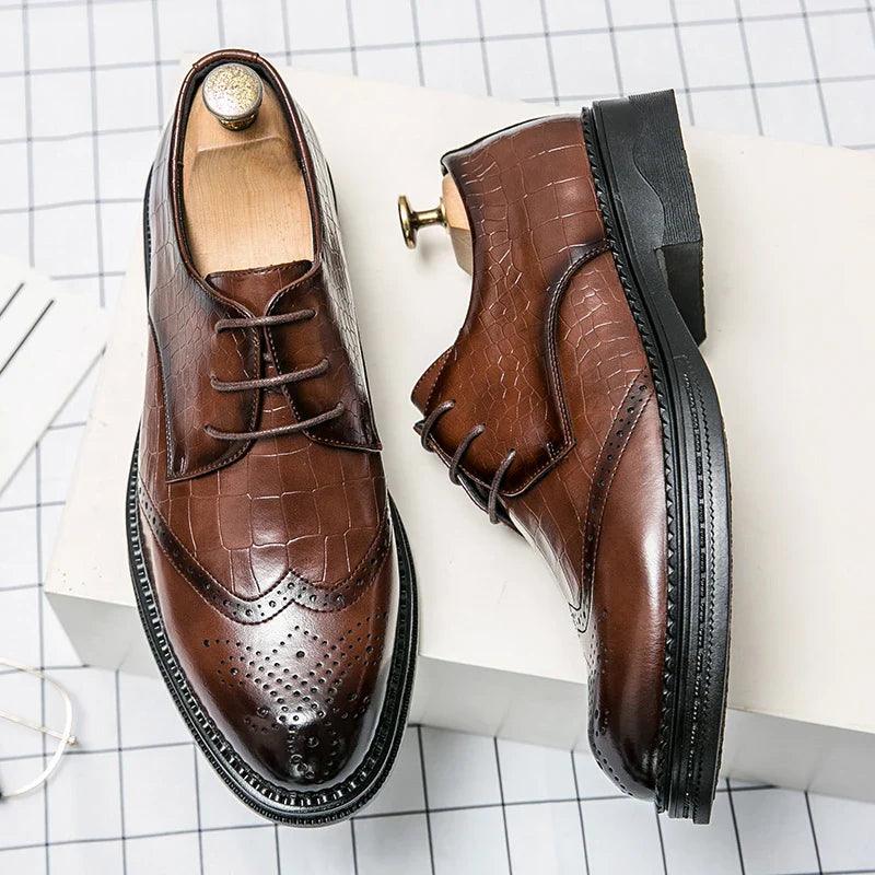Luxury Men Brogue Dress Shoes Men Suit Casual Shoes Formal Business Leather Shoes Men Brown Wedding Italian Banquet Shoe Size 46