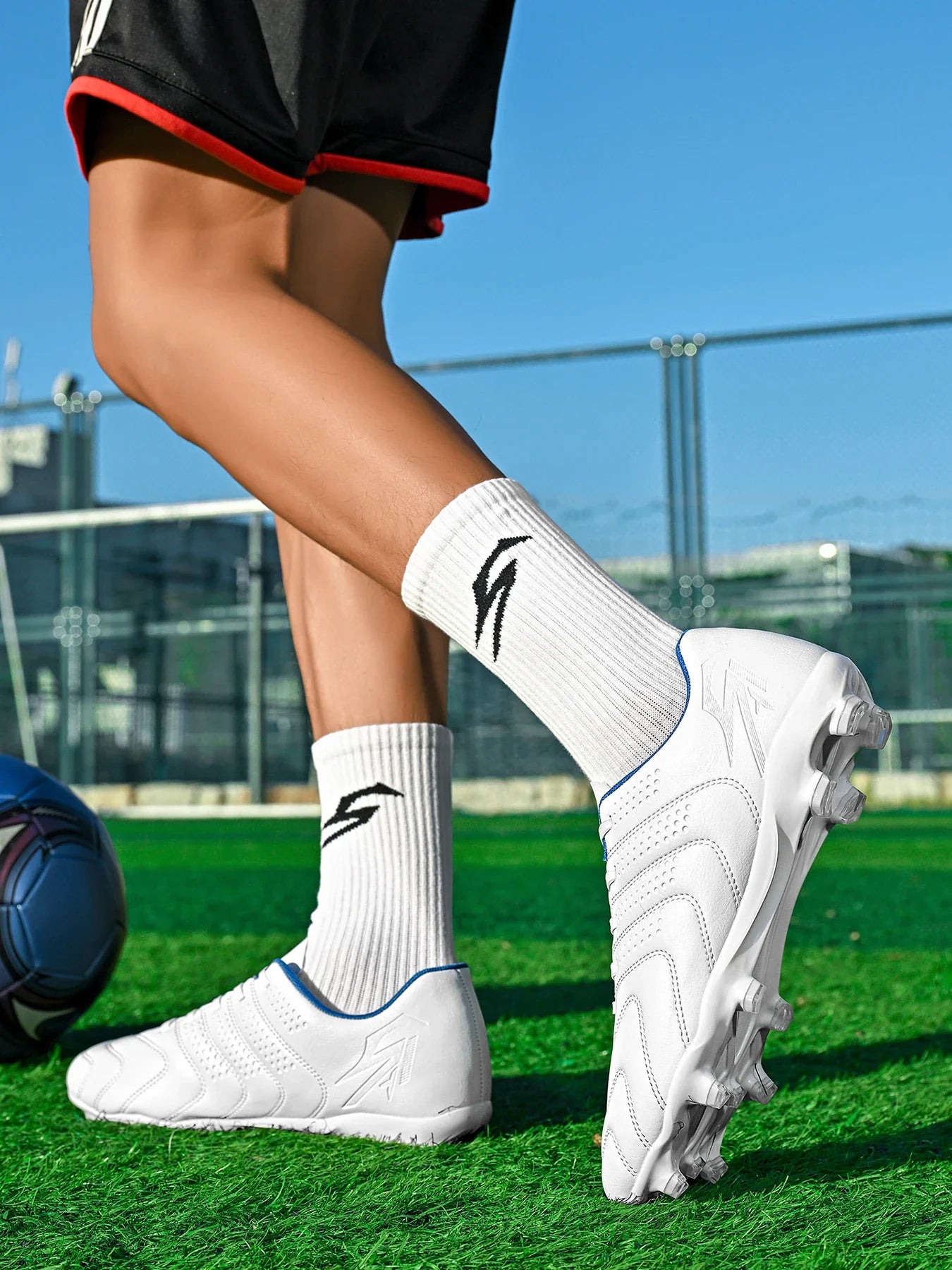 AG/FG Soccer Boots Unisex Youth Adult PU Fabric Upper TPU Sole Non-Slip Wear-Resistant Outdoor Sports Pitch