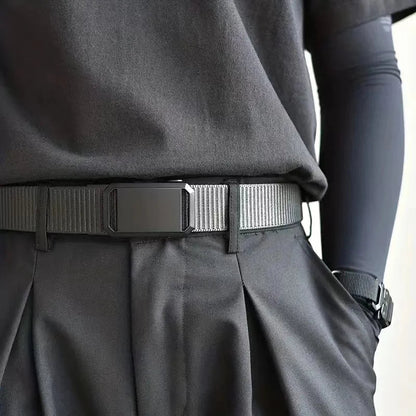 New Automatic Buckle Belt, Canvas Tactical Workwear Casual Outdoor Military Training Pants Belt For Men