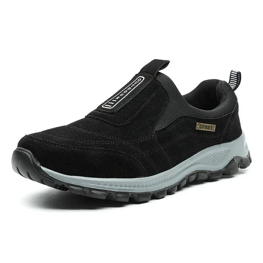 YRZL Sapatos Masculinos para Caminhada ao Ar Livre Tênis Masculino Casual Slip-on de Couro Camurça Respirável Antiderrapante para Caminhada Calçados