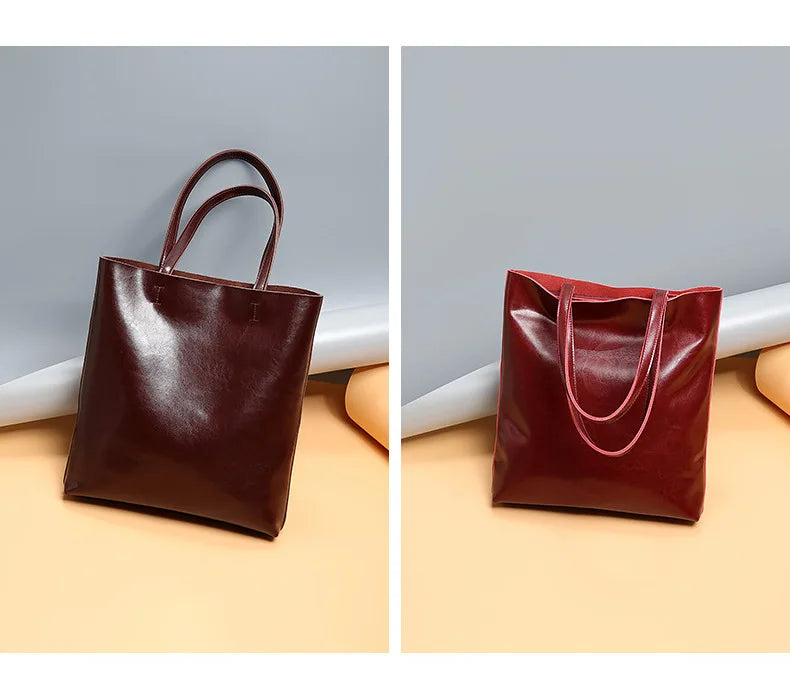 Women Genuine Leather Shoulder Bags Retro Fashion Designer Bag Large Capacity Female Versatile Tote Bag Portable Phone Bag Girl