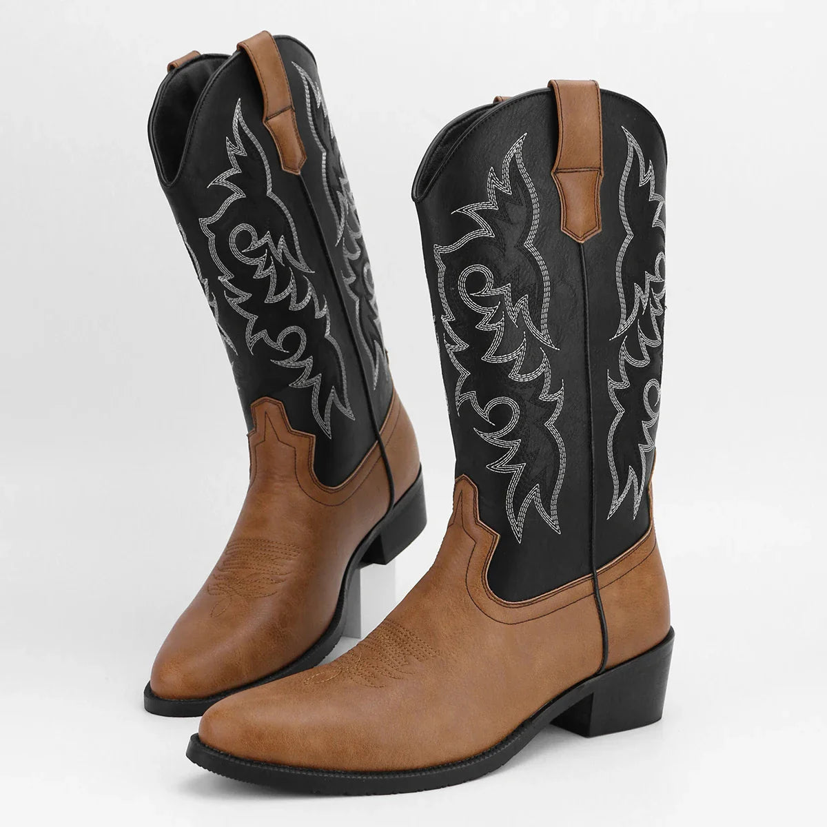 Men's High-Top Vintage Embroidered Fashion Desert Western Cowboy Boots