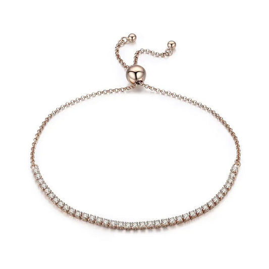 18K Gold Plated CZ Classic Tennis Bracelet for Women, 925 Sterling Silver Adjustable Slider Bracelet Wedding Jewelry Gift