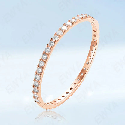 Real GRA Certified D Color 4mm 0.3CT Full Moissanite Bangle Bracelet for Woman Party S925 Sterling Silver Diamond Bracelets