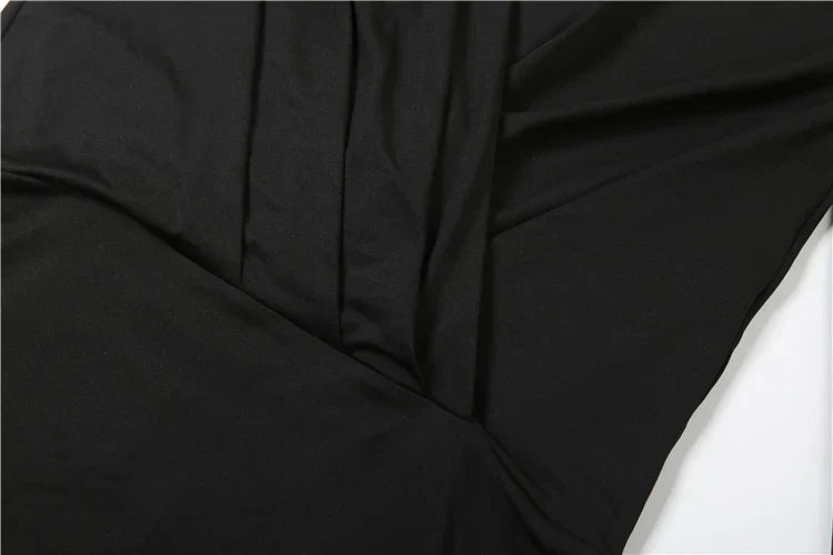 Cross Deep V-Neck Dress Women Full Sleeve Stretch Solid Midnight Street Clubwear Party Autumn Trend Elegant Mini Bodycon
