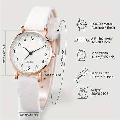 6PCS/Set Women's Watch Casual Arabic Dial Quartz Watch Analog PU Leather Wrist Watches Butterfly Jewelry Set(Without Box)