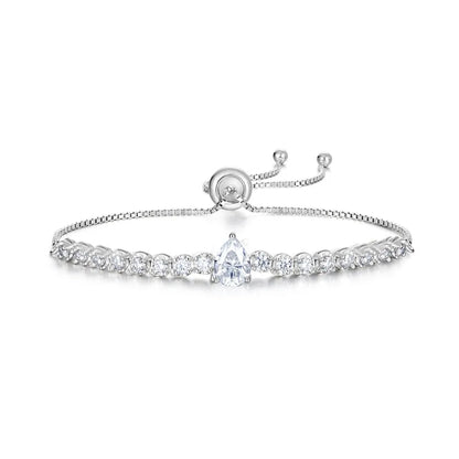 2.5mm Waterdrop Moissanite Tennis Bracelet With Pear Cut Lab Diamond Adjustable Wrist Chain S925 Silver for Women Party Jewelry