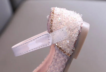 Children Princess Shoes Glitter Party Wedding Shoes for Girls Fashion Rhinestone Toddlers Ballet Flats Causal Kids Leather Shoes