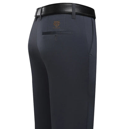 Spring Summer Men's Pants Stretch Solid Black Smart Casual Men's Trousers Office Quick Dry Dress Pants Stretch Straight Pants
