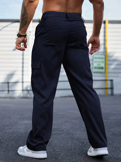Men's Workwear Pants Wear-Resistant Sports Straight Leg Loose Summer Multi-Pocket Casual Trousers