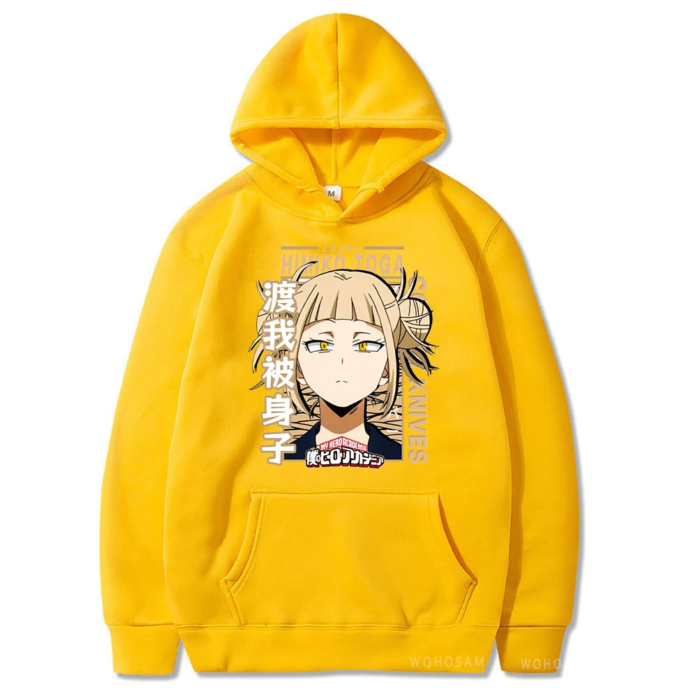 My Hero Academia Kawaii Himiko Toga Women Hoodies Printed Aesthetics Head Poster Manga Harajuku Anime Printed Hooded Sweatshirts