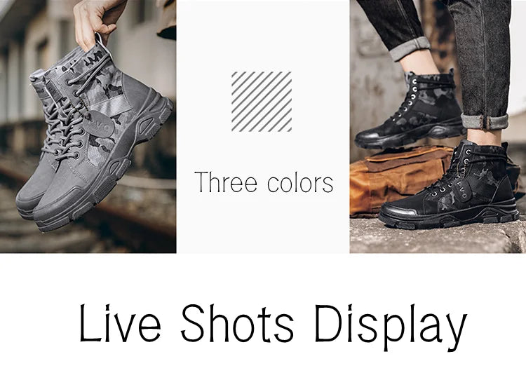 Military Boots Men Women Camouflage Khaki Black High-top Industrial Anti Skid Tactic Mechanic Work Climb Sports Sneaker