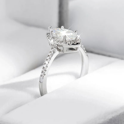 1CT Marquise Cut Certified Moissanite Rings for Women Simulated Diamond Wedding Band S925 Sterling Silver Jewelry