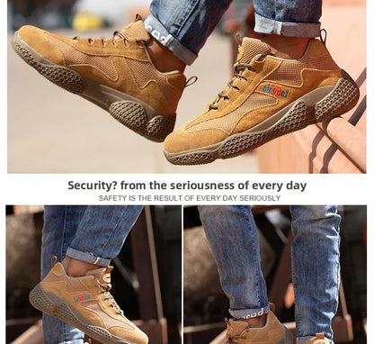 Men's Labor Protection Shoes Steel Toe Caps Lightweight Anti Slip Safety Work Shoes Anti Piercing Smashing Functions