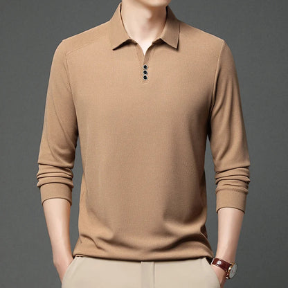 High quality brand long sleeve men's polo shirt autumn fashion customization high-end slim fit top casual business T-shirt