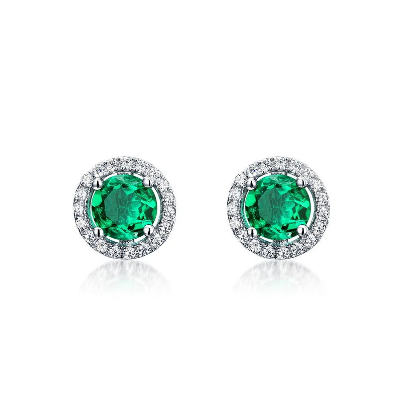 Real 1CT Laboratory Cultivation Emerald Earrings for Women 100% 925 Sterling Silver Diamond Fine Jewelry Gift Wholesale