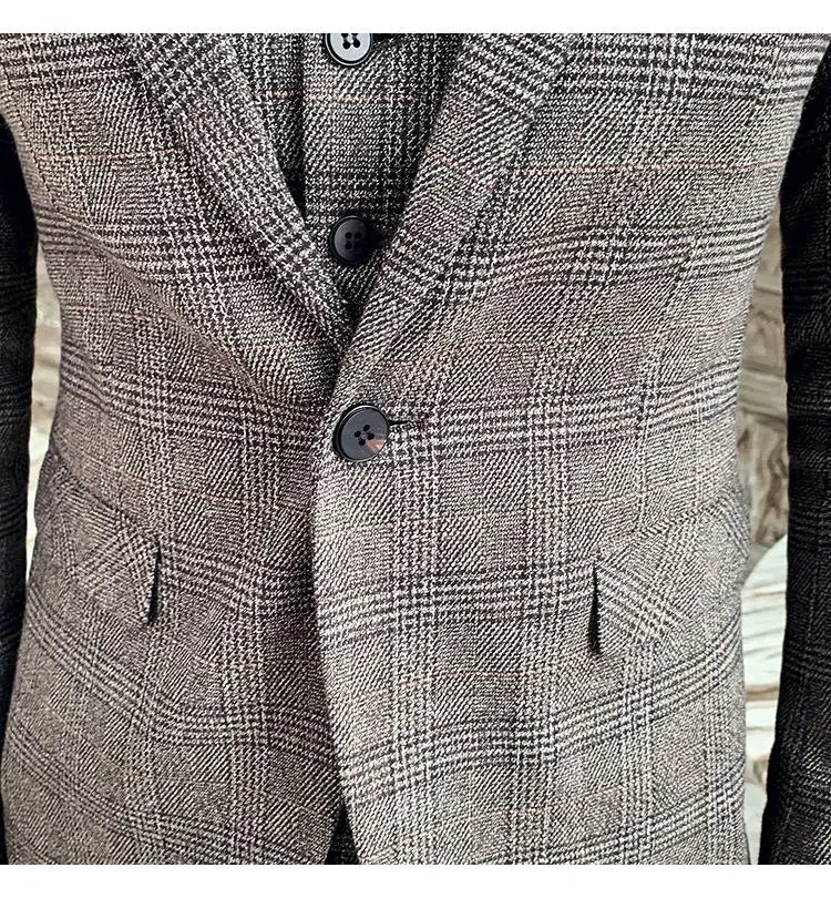 Suit Blazer+Pants Men Fashion Hosts British Style Work Business Wedding Casual Art Style Elegant Gentleman Cotton and Linen Suit