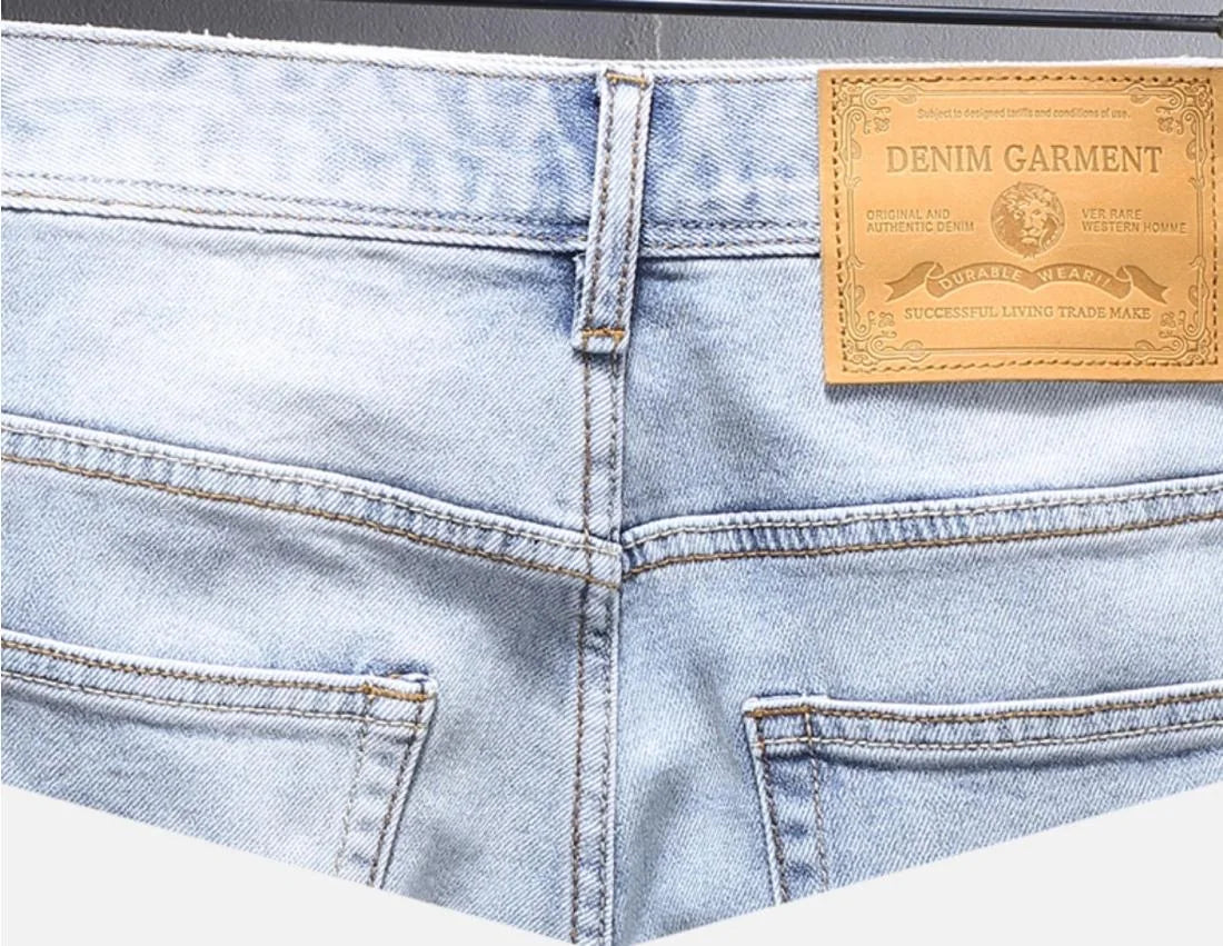 Spring and Autumn New Fashion Trend Solid Color Straight Stretch Denim Pants Men Slim Breathable High Quality Small Foot Pants