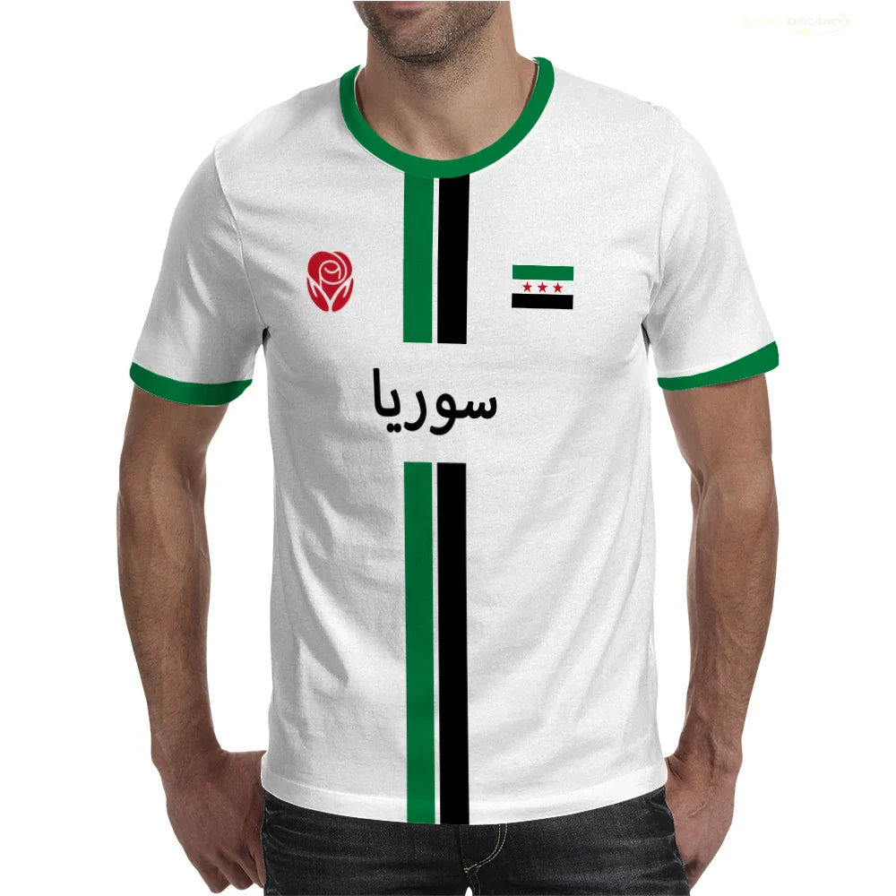 Syria Football T-Shirt Summer Sports Breathable Quick-drying Men's Tops Syrian Flag Map Print Short Sleeve Jersey Kid's Clothes