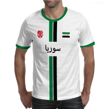 Syria Football T-Shirt Summer Sports Breathable Quick-drying Men's Tops Syrian Flag Map Print Short Sleeve Jersey Kid's Clothes