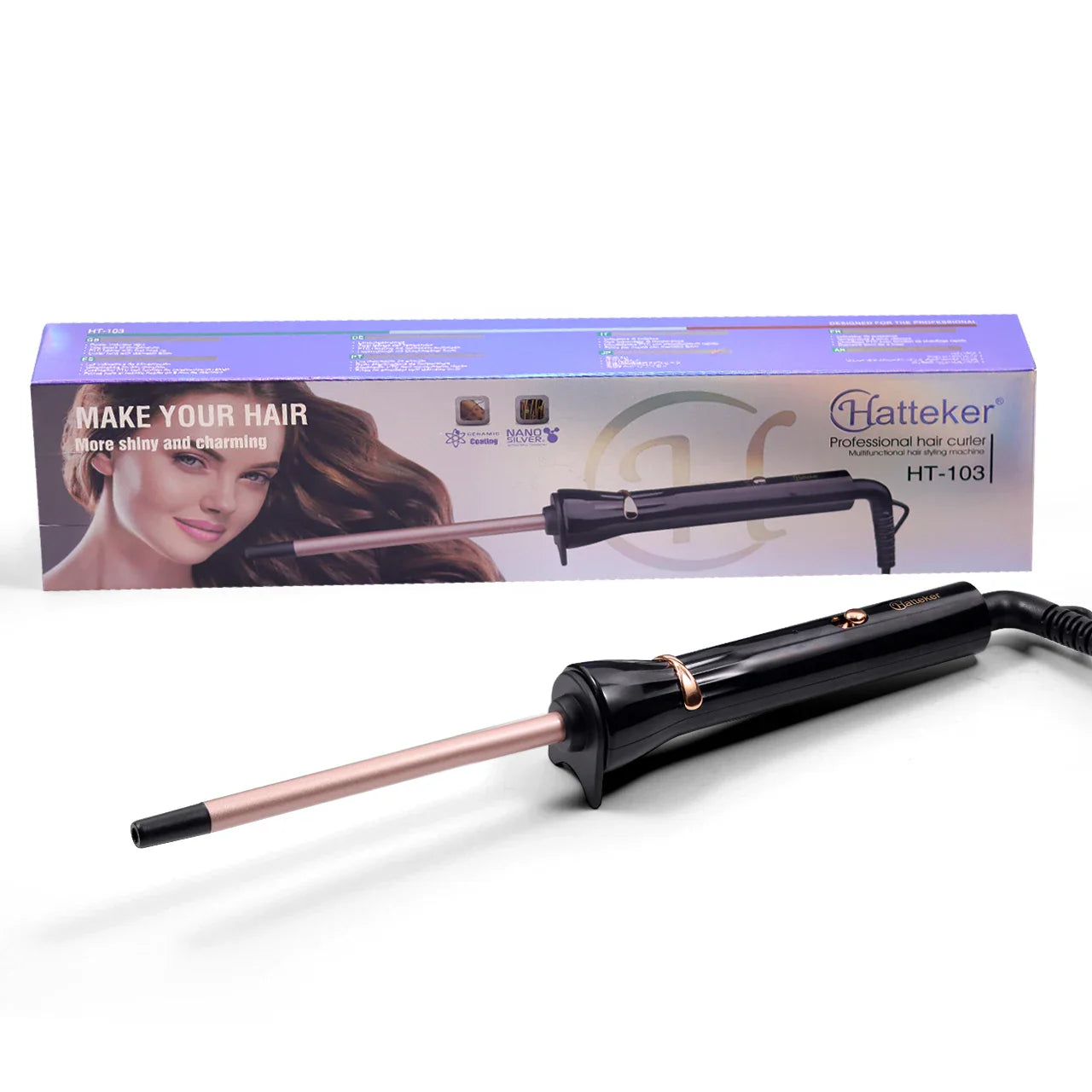 9mm Curling Wand Ceramic Barrel Pro Hair Curler with Constant Temperature Tourmaline Ceramic Iron Beauty Salon