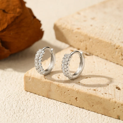 D Color Moissanite Ear Buckle 925 Sterling Silver Fashion Polishing Beads Lab Diamond Hoop Earrings For Women Jewelry
