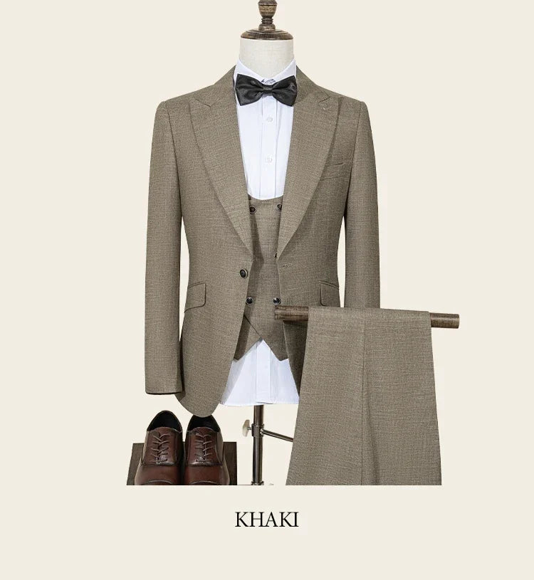 High Quality Dark green Male Groom Wedding Blazers Slim fit casual evening gown Business Office  Men's Suits