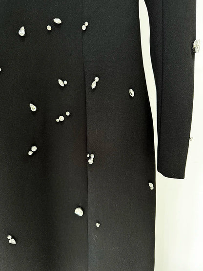 Designer Fashion Women's Rhinestone Diamonds Beaded Long Maxi Dress