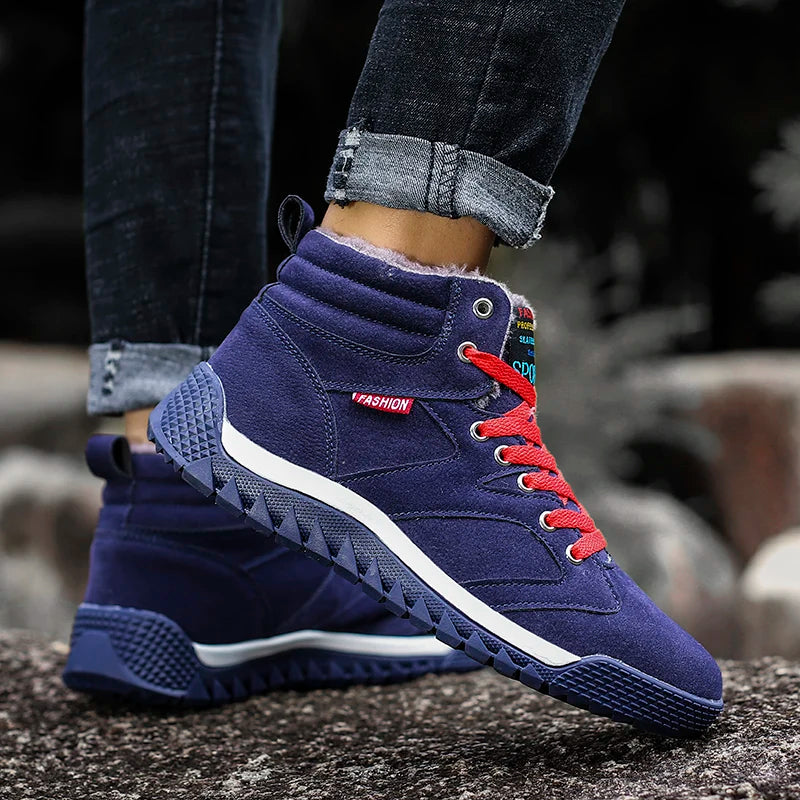New Winter Sneakers for Men, Velvet Warm High-Top Cotton Shoes, Korean Style Casual Snow Boots, Boots, Men's Shoes, Autum Skateboard Shoes