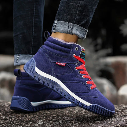 New Winter Sneakers for Men, Velvet Warm High-Top Cotton Shoes, Korean Style Casual Snow Boots, Boots, Men's Shoes, Autum Skateboard Shoes