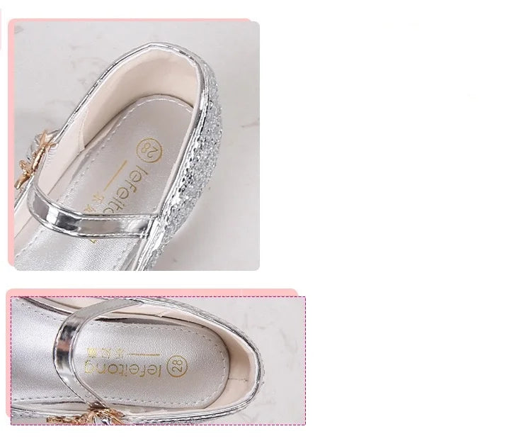 Baby Girls Princess Shoes Party Butterfly Crystal High Heels Sandal Children Dance Glitter Diamond Shoe Kids Walk Show Shoes