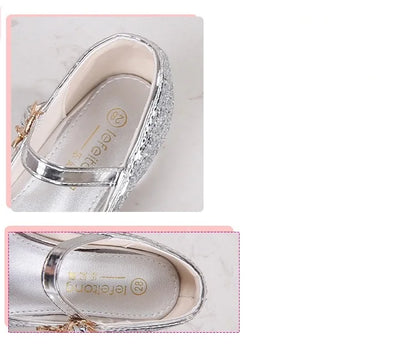 Baby Girls Princess Shoes Party Butterfly Crystal High Heels Sandal Children Dance Glitter Diamond Shoe Kids Walk Show Shoes