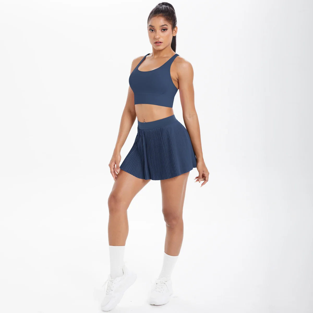 2pcs New Sexy Yoga Set Backless Cross Straps Sports Bra Fashion Breathable Culotte Yoga Shorts With Pocket Gym Women Sports Set