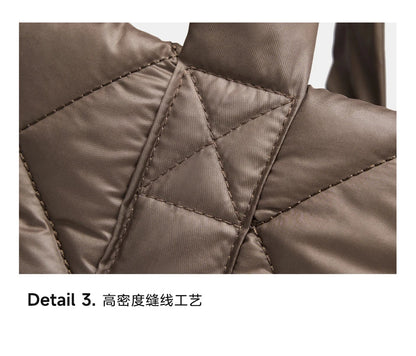 Large Soft Puffer Bag Women Big Size College Students Laptop Book Quilted Tote Bag Lady Down-filled Shopping School Bags